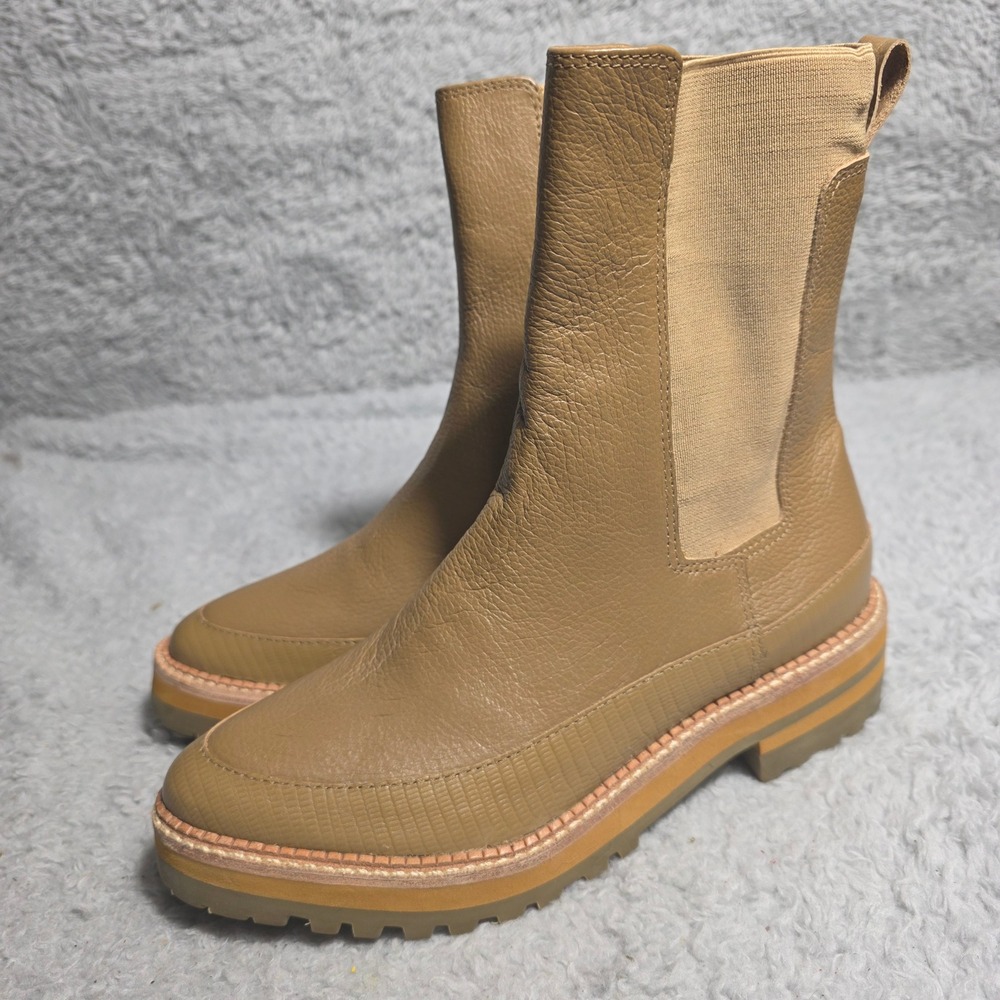 KAANAS Combat Boots Belgrade Honey Tan Leather‎ Chelsea Lug Sole Womens 6M NEW